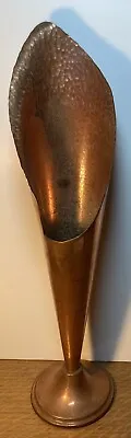 Buy Vintage Solid Copper Bud Vase With Leather Base Hammered Brutalist Mid Century   • 14.99£