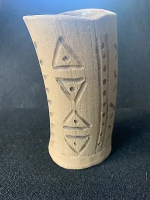 Buy Vtg Handmade Stoneware Art Pottery Vase W/American Indian Symbols Artist Signed • 17.39£