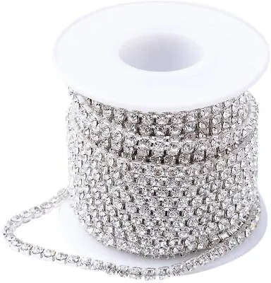 Buy Diamante Rhinestone Chain Stitch On Rope Trim Crystal Glass Off White /Gold Cup • 2.99£