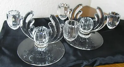 Buy 2 Vintage Clear  Glass Crystal Taper Candle Holders Cactus  4'' Tall • 9.41£
