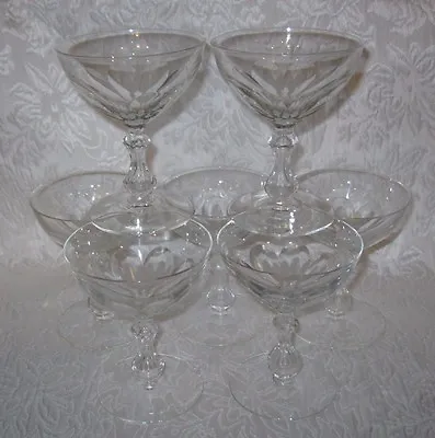 Buy Set Of 7 ~ Vintage Crystal 5  THUMBPRINT Champagne/Sorbet/Dessert Glasses • 76.85£