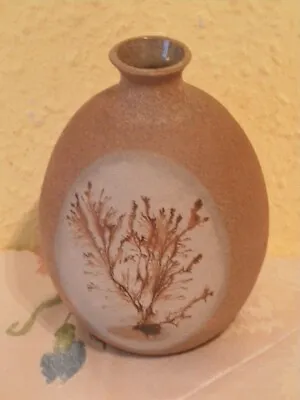 Buy Vintage Clay Pottery Unglazed Hand Painted Tree Design Flower Bud Vase JH Signat • 7£