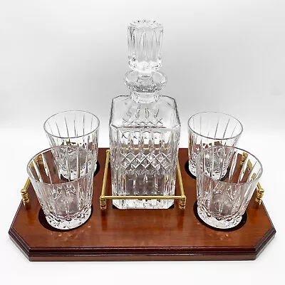 Buy WEDGWOOD Vintage 80s Full Lead Crystal Set Old Fashioned Glasses, Decanter, Tray • 549.38£