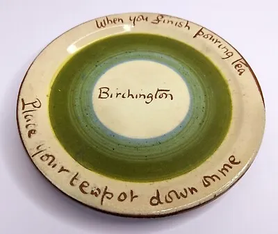 Buy Vintage Torquay Pottery Tea Pot Stand Plate Mottoware Birchington Souvenir Folk • 9£