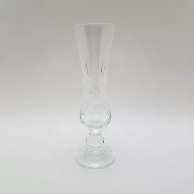 Buy Vintage Lead Crystal Clear Cut Glass Stemmed Vase W/ Starburst Design 8 Inch • 25.92£