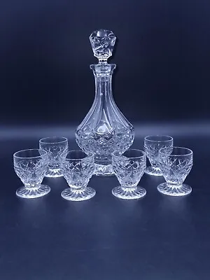 Buy Cut Glass Heavy Liqueur Decanter And 6 Glasses Set • 29.90£