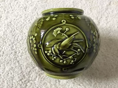 Buy Sarreguemines France Art Nouveau Majolica Green Small Round Vase Rare Exquisite • 65£