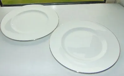Buy Queen Anne Bone China 2 X Dinner Plates 27cm White Gilt Trim 1960s • 10£