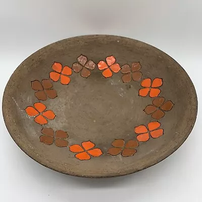 Buy Textured Bowl Centerpiece Italian Pottery Aldo Londi Bitossi Orange Brown • 118.59£