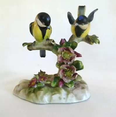 Buy Royal Adderley Floral ‘Double Great Tits’ Bone China Made In England Figurine • 22.99£