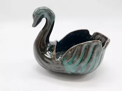 Buy Vintage Blue Mountain Pottery Swan Planter Blue-Green Black Drip Glaze • 11.32£