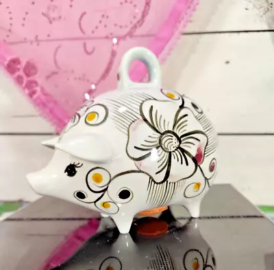 Buy Tonala Style Made In Mexico Hand Painted Floral Piggy Bank 6  X 6  With Stopper • 13.05£