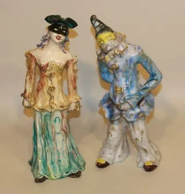 Buy Marcello Fantoni Italy MCM Pottery Sculptures Carnival Mask Couple Man & Woman • 958.96£