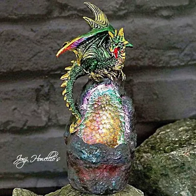 Buy Dragon Emerald Crystal Geode Sculpture Ornament LED Light Guardian Protector • 13.90£
