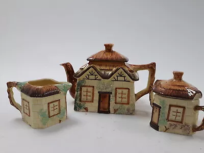 Buy Vintage Keele St Pottery Hand Painted Cottage Ware Tea Pot Creamer & Sugar Bowl  • 9.99£