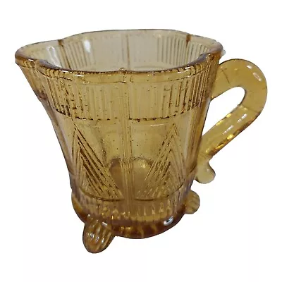 Buy Sowerby Milk Jug Creamer Amber Pressed Glass Chevron Art Deco Vase Candle Vtg • 8.95£