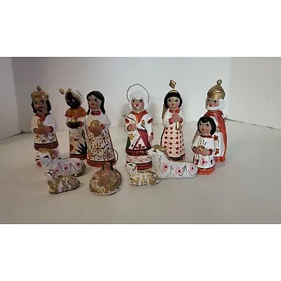 Buy Vintage Mexican Pottery Nativity Tonala?? Hand Made Hand Painted Folk Art • 80.32£