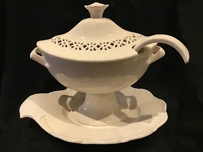 Buy Royal Creamware Lidded Sauce Tureen, Ladle And Under Plate. • 30£