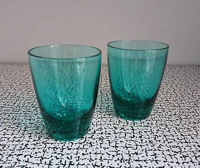 Buy 60s 70s Vintage Retro Kitsch Turquoise Drinking Glasses Tumblers Mid Century MCM • 10£