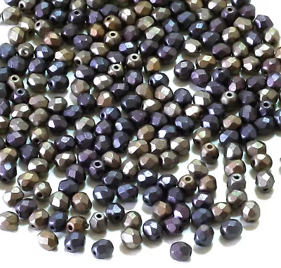 Buy 150 X 4mm Czech Fire Polished Faceted Round Glass Beads Metallic Colours Craft • 3.45£