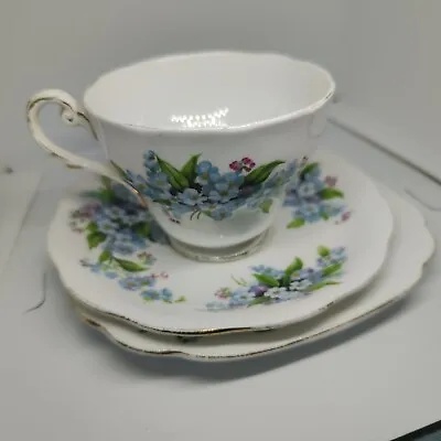 Buy Royal Standard Trio Tea Cup Saucer Plate Forget Me Knot England Bone China Blue • 21.24£
