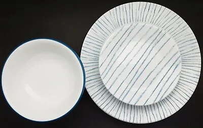 Buy White & Blue CORELLE VITRELLE Nautical Striped Dinnerware Set (17 Piece) • 71.34£