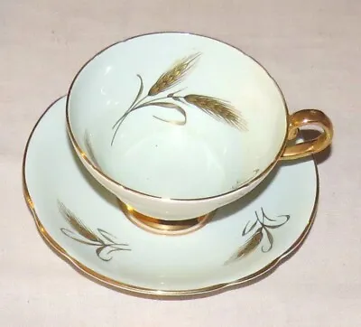 Buy Stanley Gold & Green Wheat Bone China Teacup Tea Cup & Saucer • 15.19£