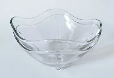 Buy Vintage Set Of 2 Square Clear Glass Serving Bowls Teardrop Base 6.5in X 3in • 13.45£