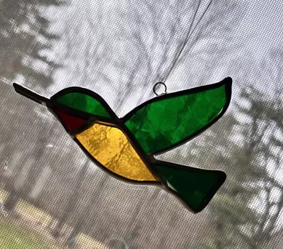Buy Lot Of 3 Vintage Handmade Leaded Stained Glass Birds Suncatchers Oriole Humming • 23.72£