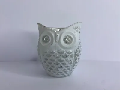 Buy Small Glass White And Silver Owl Tea Light Holder  • 6.50£
