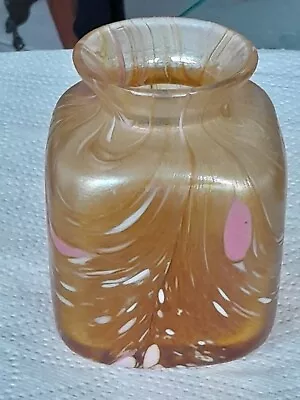 Buy Vintage Midsummer Blown Art Glass Studio Iridescent Cube Vase Mid Century Retro • 10£