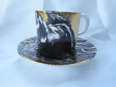 Buy Rare Royal Crown Derby Equus Black & Gold Coffee Cup & Saucer - 2014 • 150£