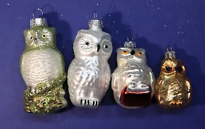 Buy 4 Assorted Glass Birds/owls: Christmas/Xmas Hanging Baubles/ornaments • 18£