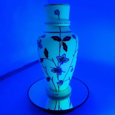 Buy Bohemian Harrach / Riedel Custard Hand Painted Enamel Pink Violet Art Glass Vase • 188.56£