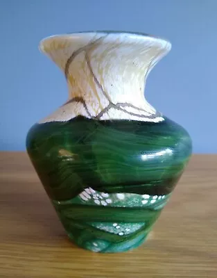 Buy Vintage Hand Blown Gozo Glass Bud Stem Vase Greens Signed • 12.95£