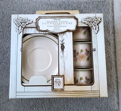 Buy Marks And Spencer St Michael Autumn Leaves 3 Cups & Saucers, New In Original Box • 9.95£