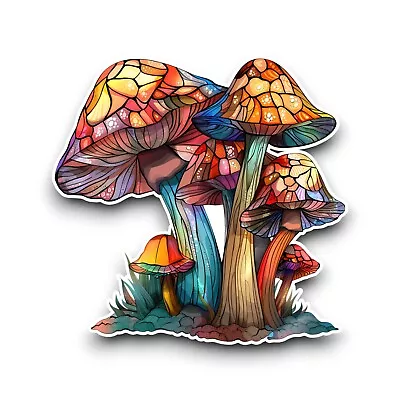 Buy Mushroom Toadstool Stained Glass Design Opaque Vinyl Sticker Decal 95x93mm • 2.59£