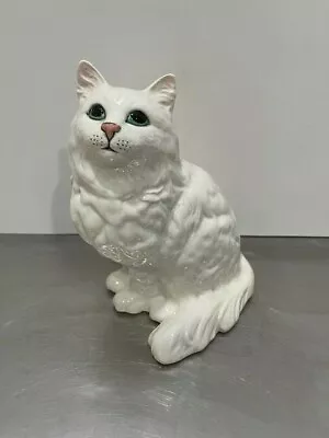 Buy Beswick England Green Black Eyed White Sitting Porcelain Cat Figure 1867 8   • 37.84£