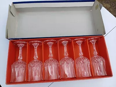 Buy Cristal D'arques Cut Lead Crystal 12cl Wine Glasses Set Of 6 Vintage Longchamp • 18£