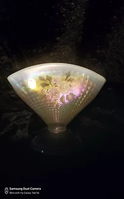 Buy GORGEOUS Vintage Fenton Iridescent French Opalescent Fan Vase Hand Painted... • 79.97£