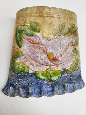 Buy Italian Pottery Hand Painted Hanging Wall Pocket Floral Mermaid Tail Terra-cotta • 24.03£