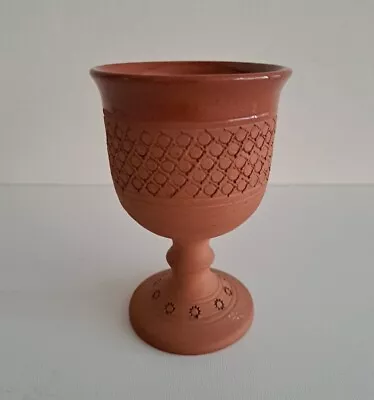 Buy Studio Pottery Terracotta Wine Goblet Hand Made In Cyprus Savvas Koloni 11.5x8cm • 10£
