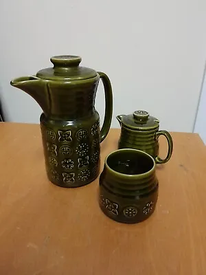 Buy Vintage Lord Nelson Pottery Dark Green Teapot Sugar Bowl Milk Jug (1310) • 15£