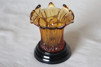 Buy Art Deco Amber Glass 3 Piece 'Lily' Posy Vase By Sowerby • 14.99£
