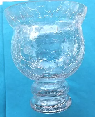 Buy Clear Crackle Glass Vase Double Ribbed Wide Stem Fluted Open Top 6 1/2  Tall • 10.62£