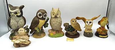 Buy Job Lot 7 Owl Figurines. Tallest 6.5  Vintage. Ceramic.pottery.resin • 8.99£