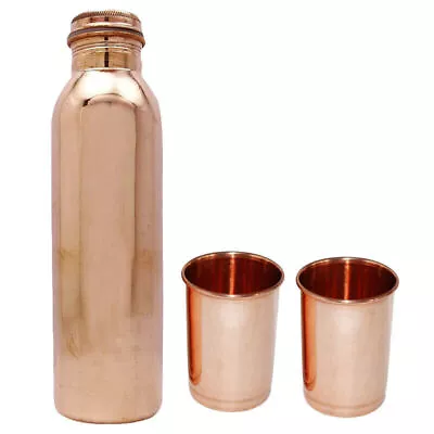 Buy Copper Bottle With Glass Smooth Vessel For  Health Benefits Immediately Set Of 3 • 32.20£