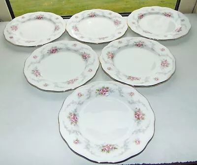Buy Royal Kent Fine Bone Rosebud Pattern 6 X Dessert Plates 21cm • 15£