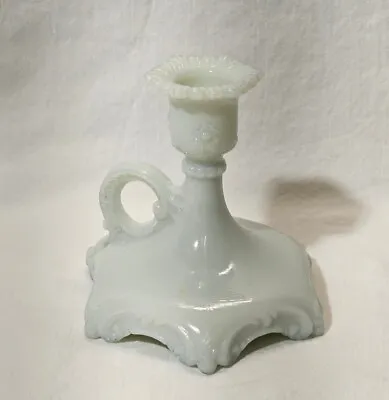 Buy Vintage Victorian Milk Glass  Candle Holders With Finger Loop Handle 4 1/4 H  • 14.17£