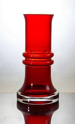 Buy Vintage 70s Riihimaki Tamara Aladin Red Hooped Scandinavian Art Glass Kielo Vase • 36£